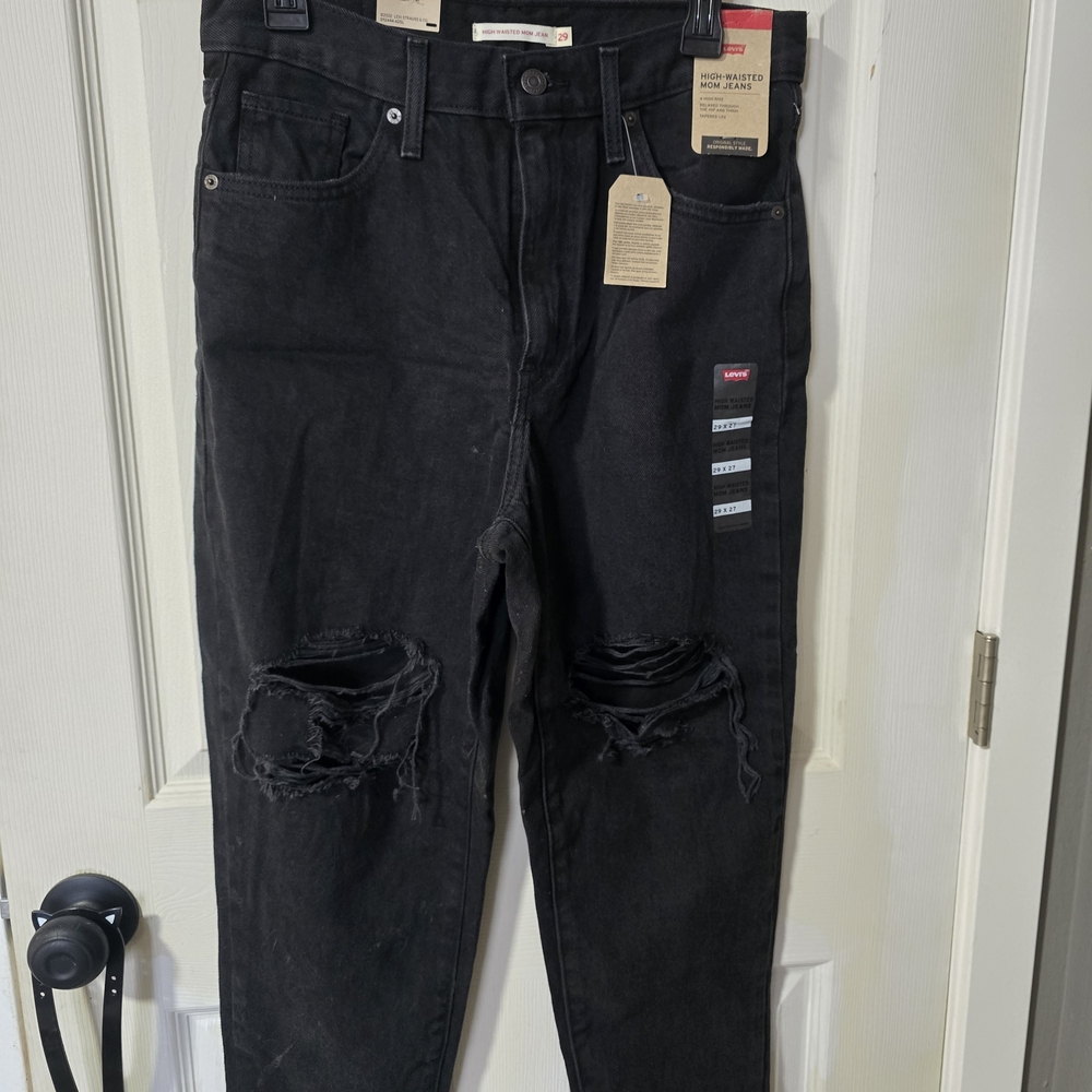 Levi's Womens Black High Waist Mom Jean